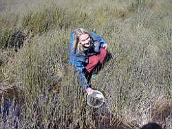 Ainsley releasing tadpoles