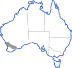 Distribution map for Myobatrachus gouldi