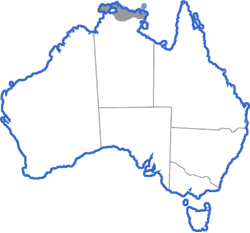 Distribution map for Austrochaperina adelphe