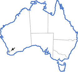 Distribution map for Geocrinia vitellina