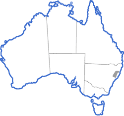 Distribution map for Litoria daviesae
