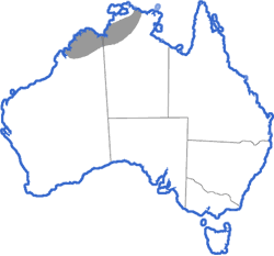 Distribution map for Litoria meiriana
