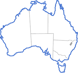 Distribution map for Litoria piperata