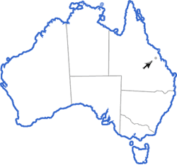 Distribution map for Rheobatrachus vitellinus