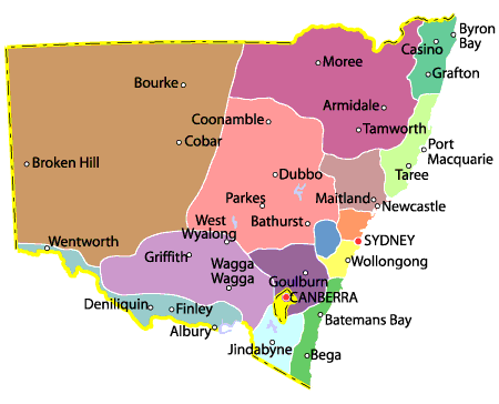 The regions of New South Wales