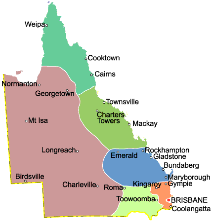 The regions of Queensland
